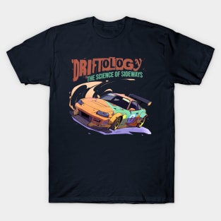 Driftology The Science of Sideways orange drift car T-Shirt